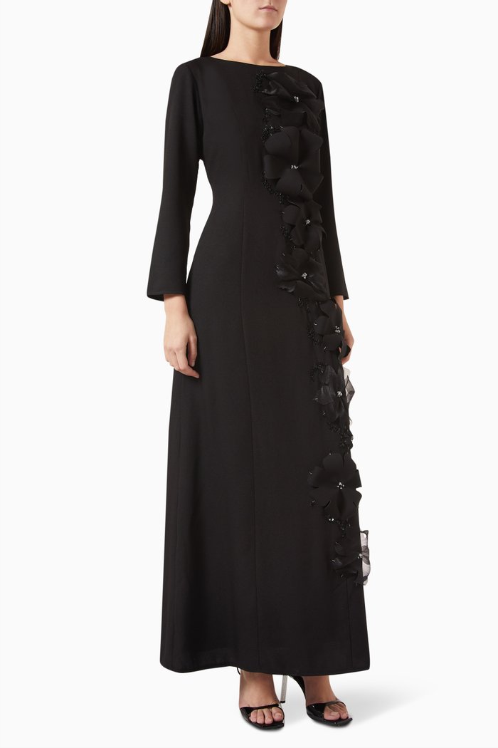 

Embellished Floral Maxi Dress, Black