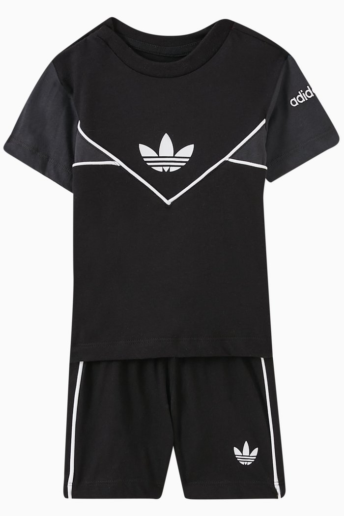 

Adicolor Logo T-shirt & Shorts Set in Cotton Jersey, Black