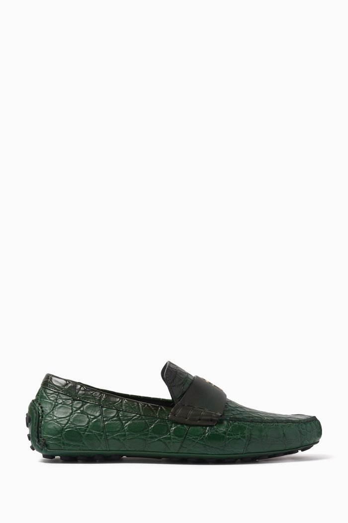 

Grazioso Driver Loafers in Leather, Green