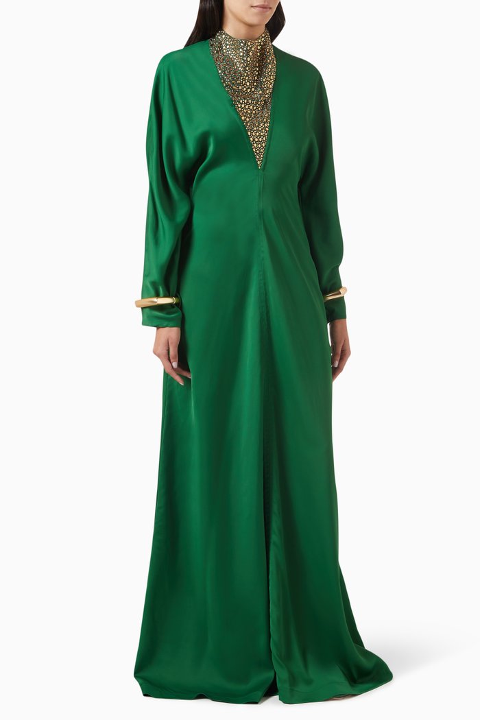 

Embellished Long Dress, Green
