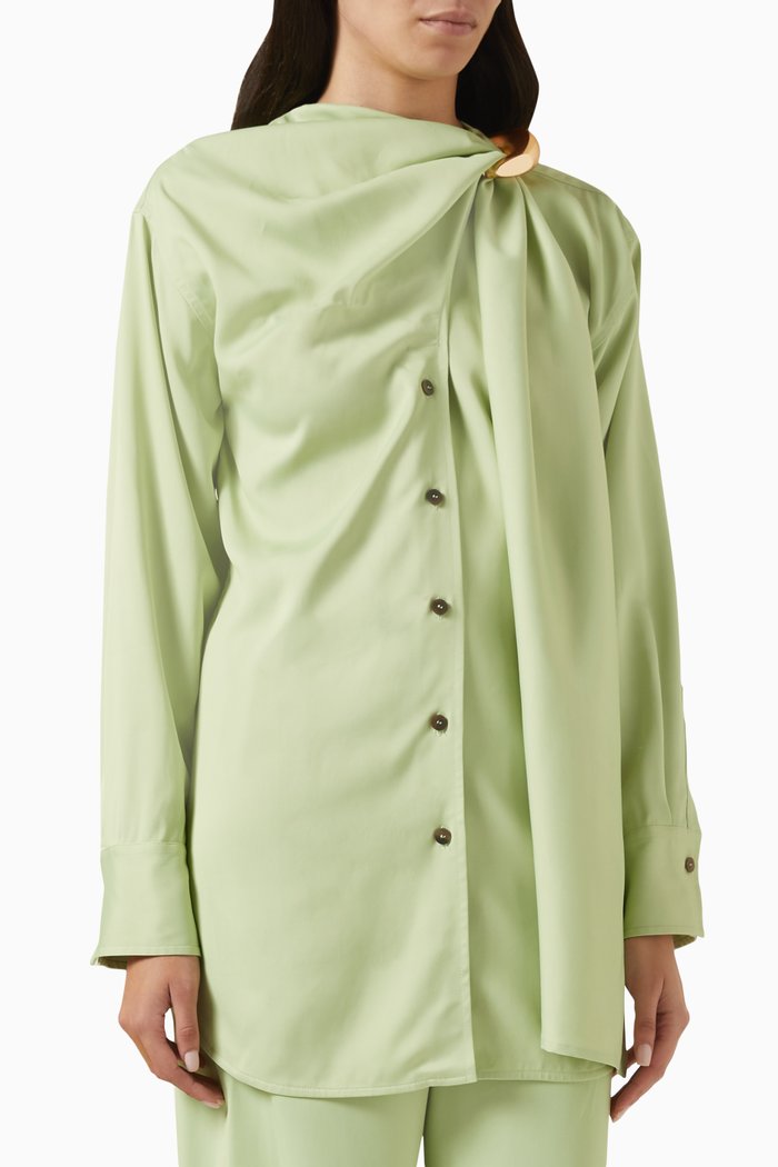 

Draped Long-sleeved Shirt, Green