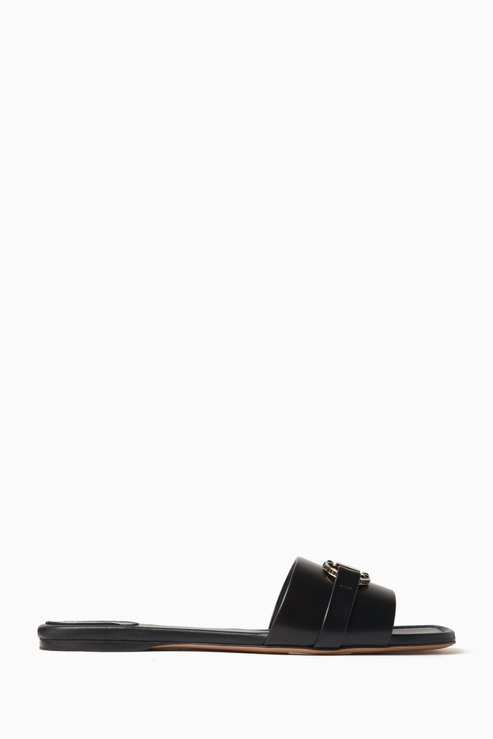 

Leah Crystal-embellished Slides in Leather, Black