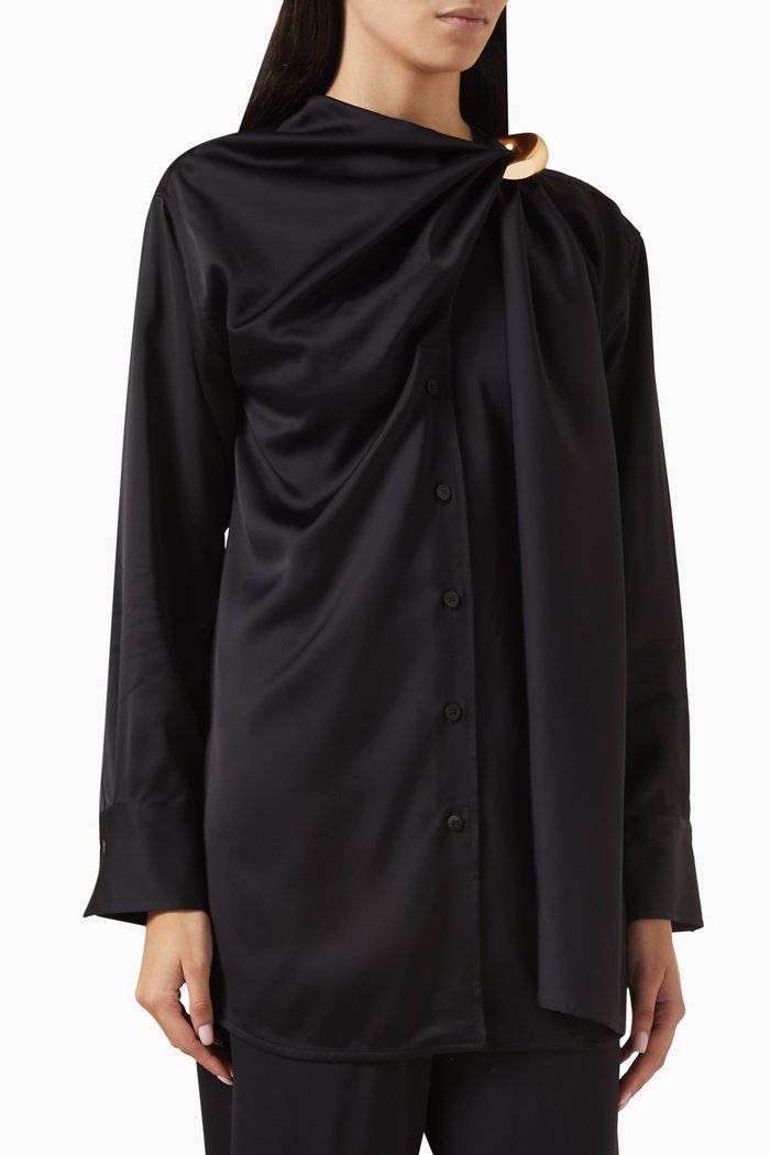 

Draped Long-sleeved Shirt, Black