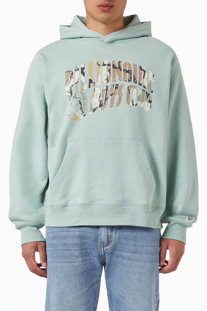 

Camo Arch Logo Hoodie in Cotton Loopback, Green
