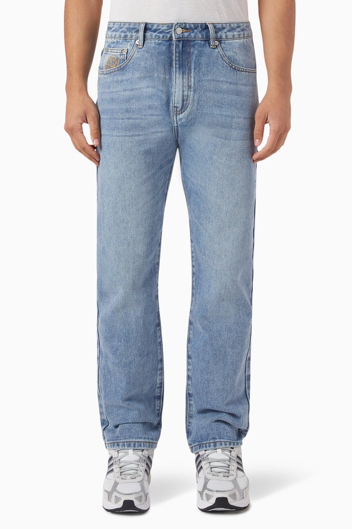 Diamond & Dollar Embroidered Jeans in Denim, Blue