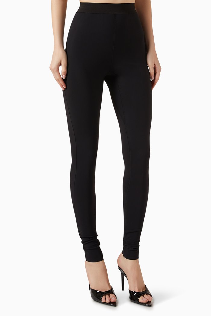 

Bonded Back-zip Leggings in Stretch Nylon, Black