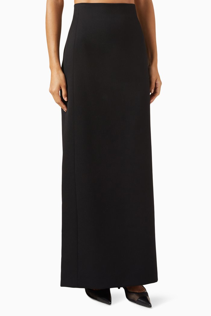 

Column Maxi Skirt in Virgin Wool, Black