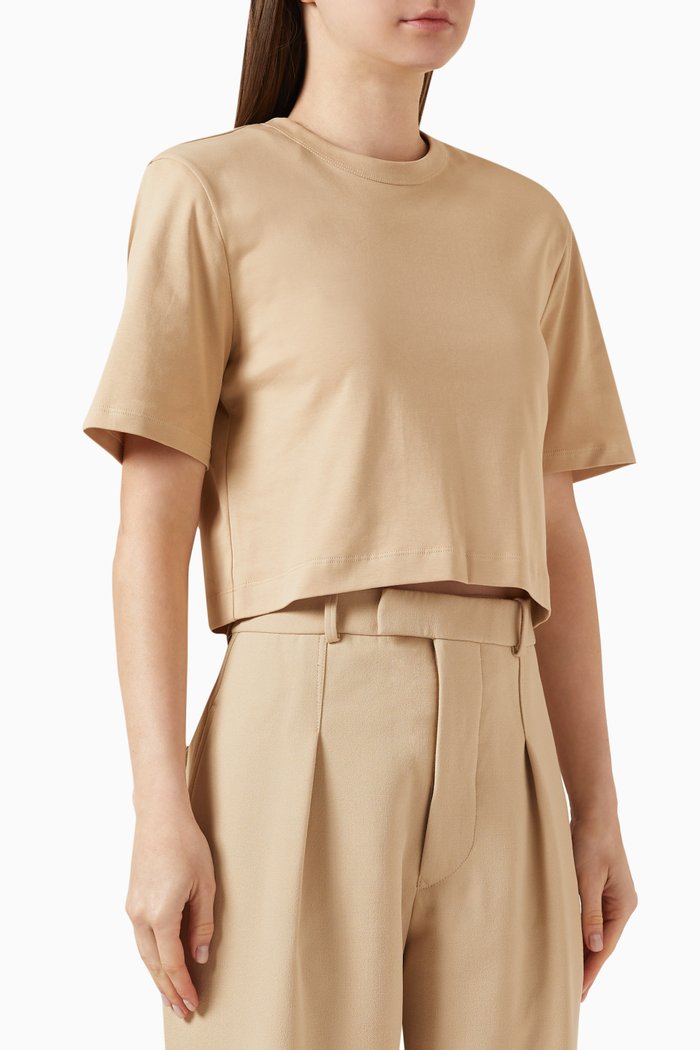 

Crop Shoulder-pad T-shirt in Cotton, Neutral