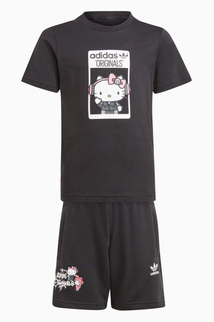 

x Hello Kitty T-shirt & Shorts Set in Cotton Jersey, Black