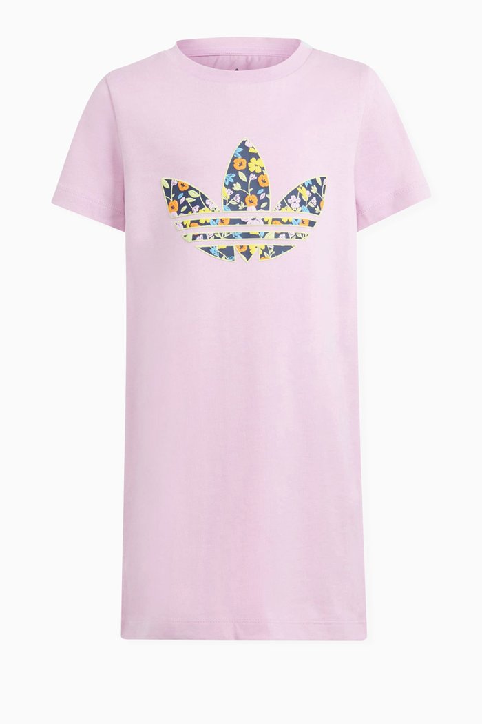 

Floral Trefoil T-shirt Dress in Cotton Jersey, Pink