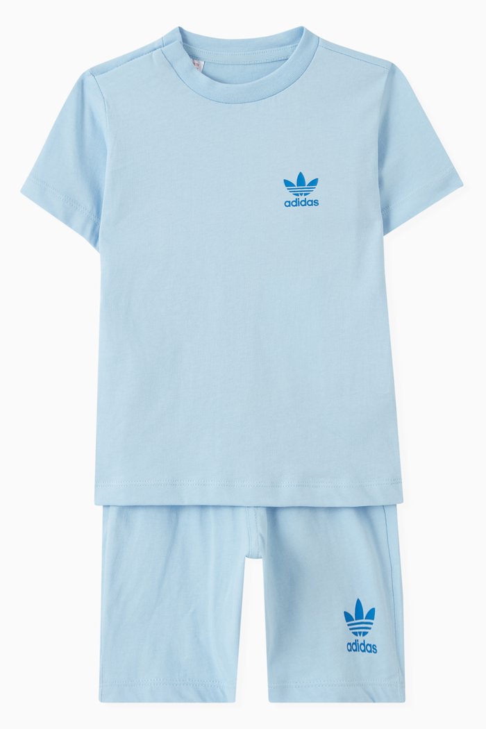 

T-shirt & Shorts Set in Cotton, Blue