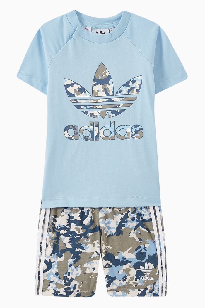 

Camo T-shirt & Shorts Set in Cotton, Blue