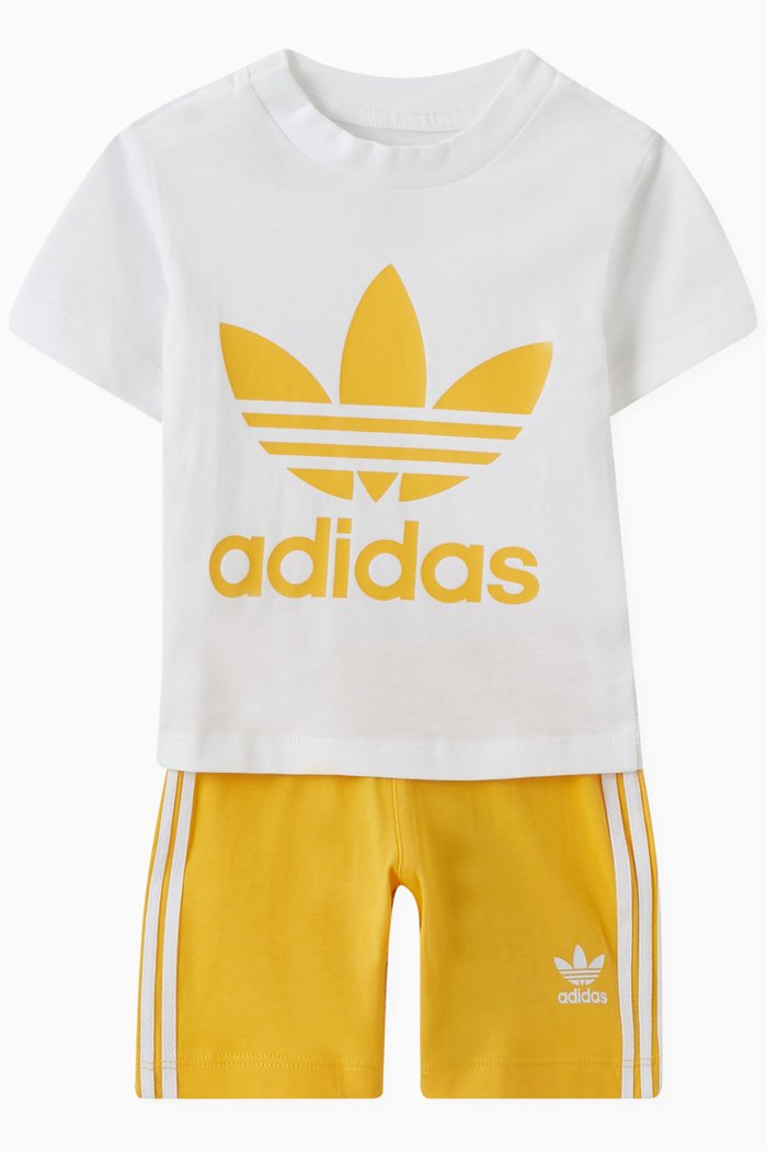 

Trefoil T-shirt & Shorts Set in Cotton, Yellow