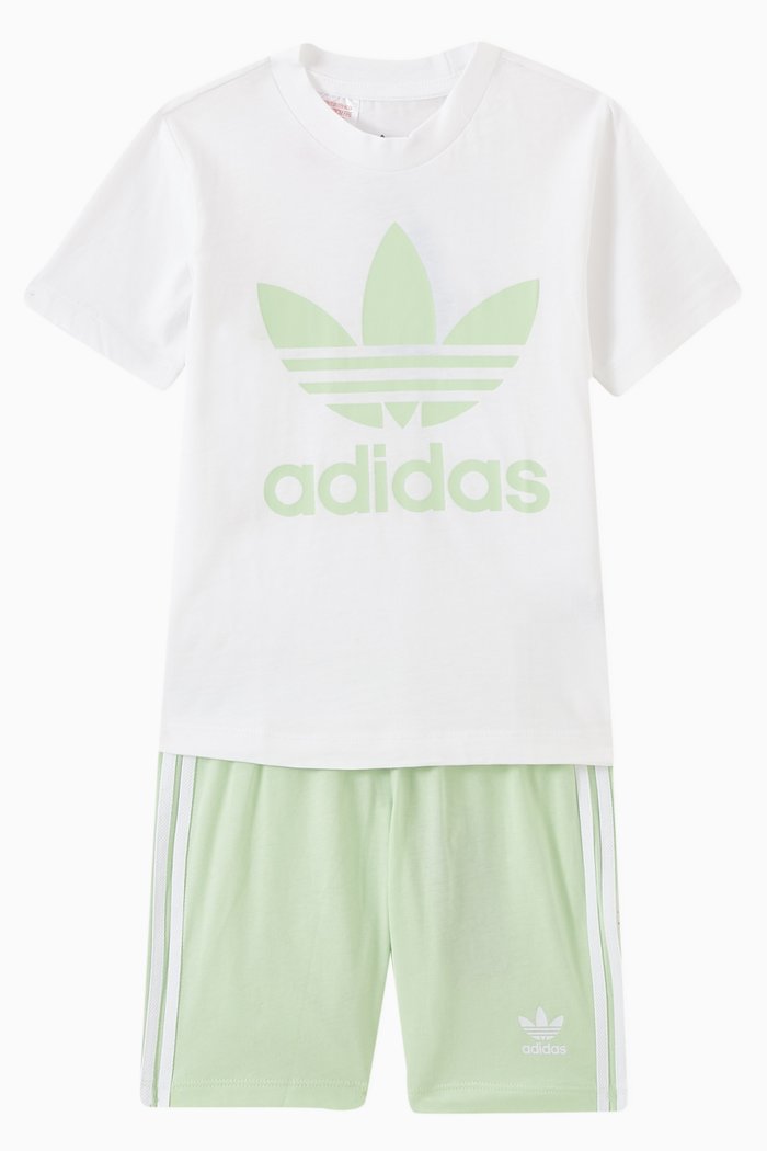 

Trefoil Logo T-shirt & Shorts Set in Cotton Jersey, Multicolour