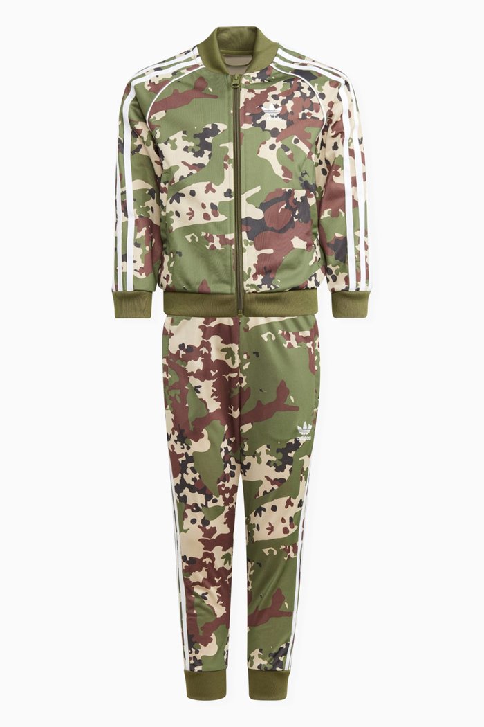 

Camo Sweatshirt & Pants Set in Recycled Polyester, Green