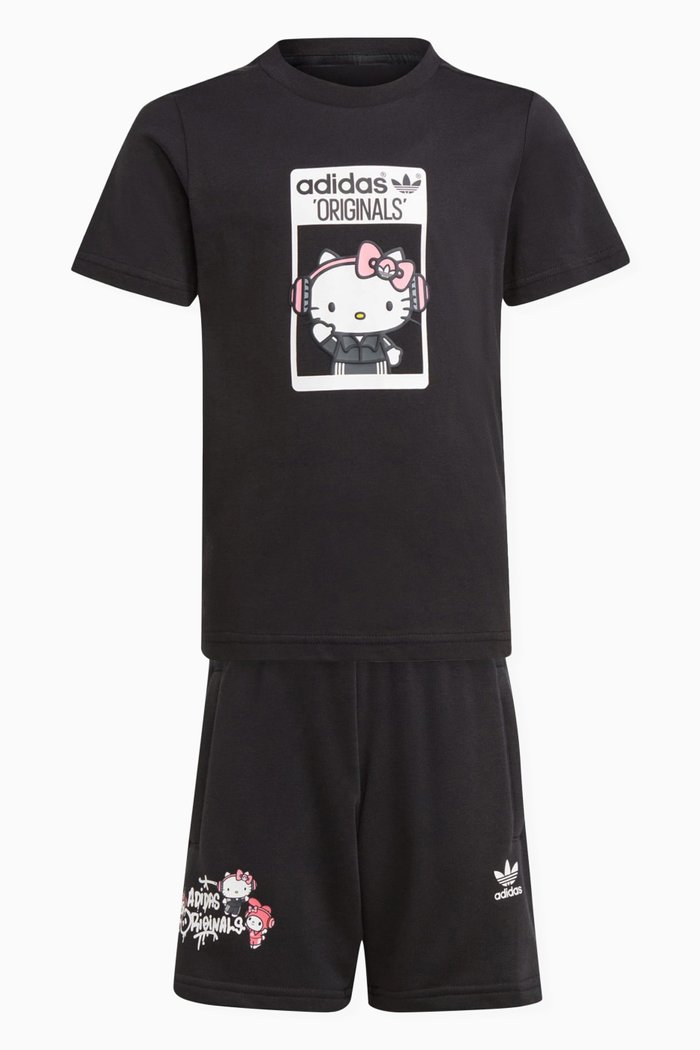 

x Hello Kitty T-shirt & Shorts Set in Cotton, Black