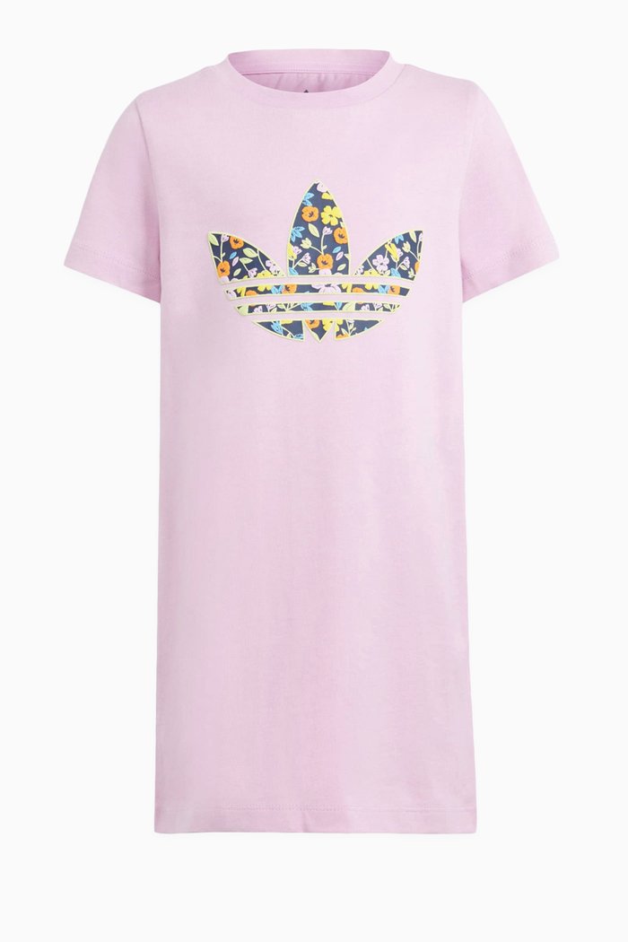 

Floral Trefoil T-shirt Dress in Cotton Jersey, Pink