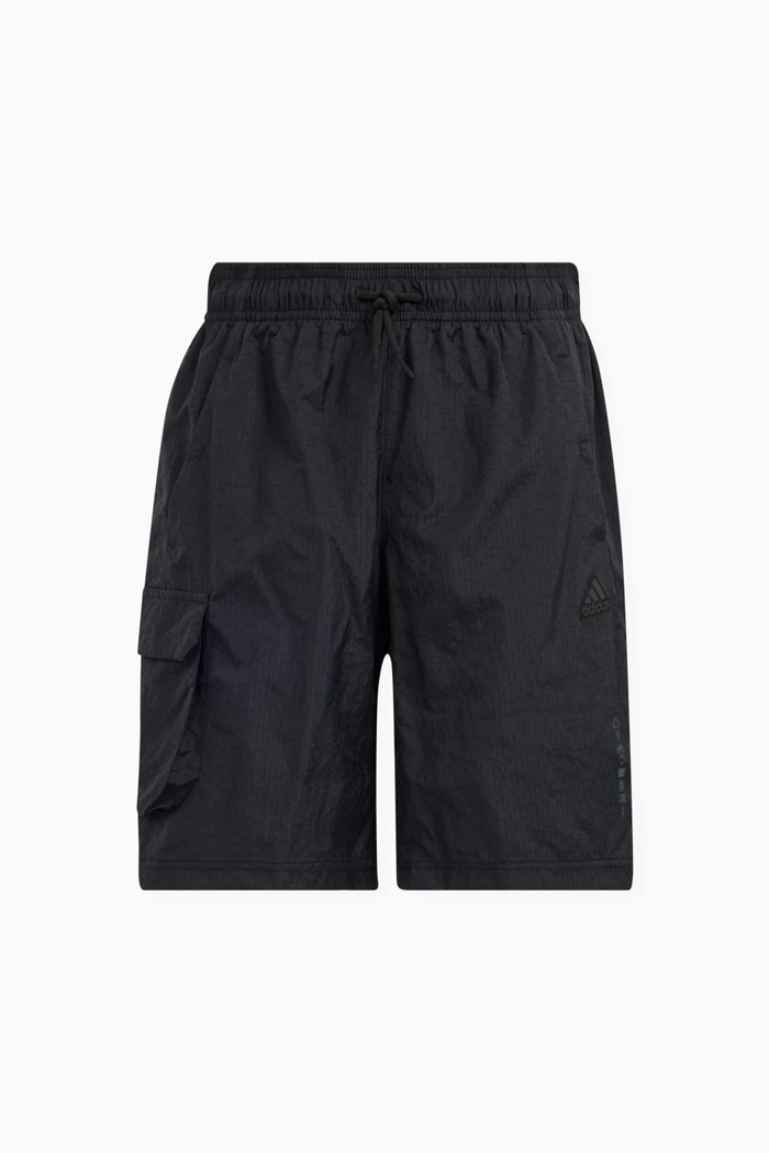 

City Escape Cargo Shorts in Nylon-jacquard, Black