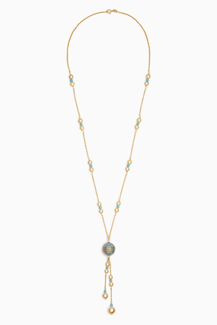 

Nyla Pearl Tassel Enamel Necklace in 18kt Gold-plated Sterling Silver