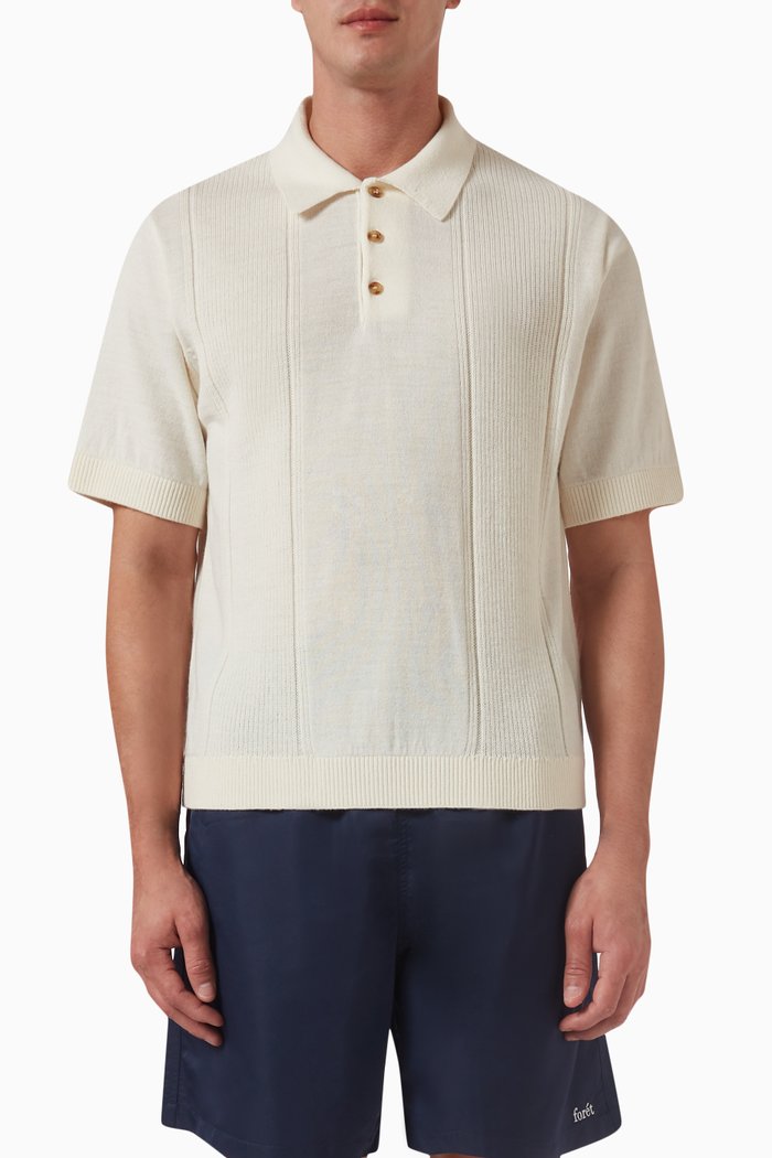 

Astern Polo Shirt in Wool-blend Knit, Neutral