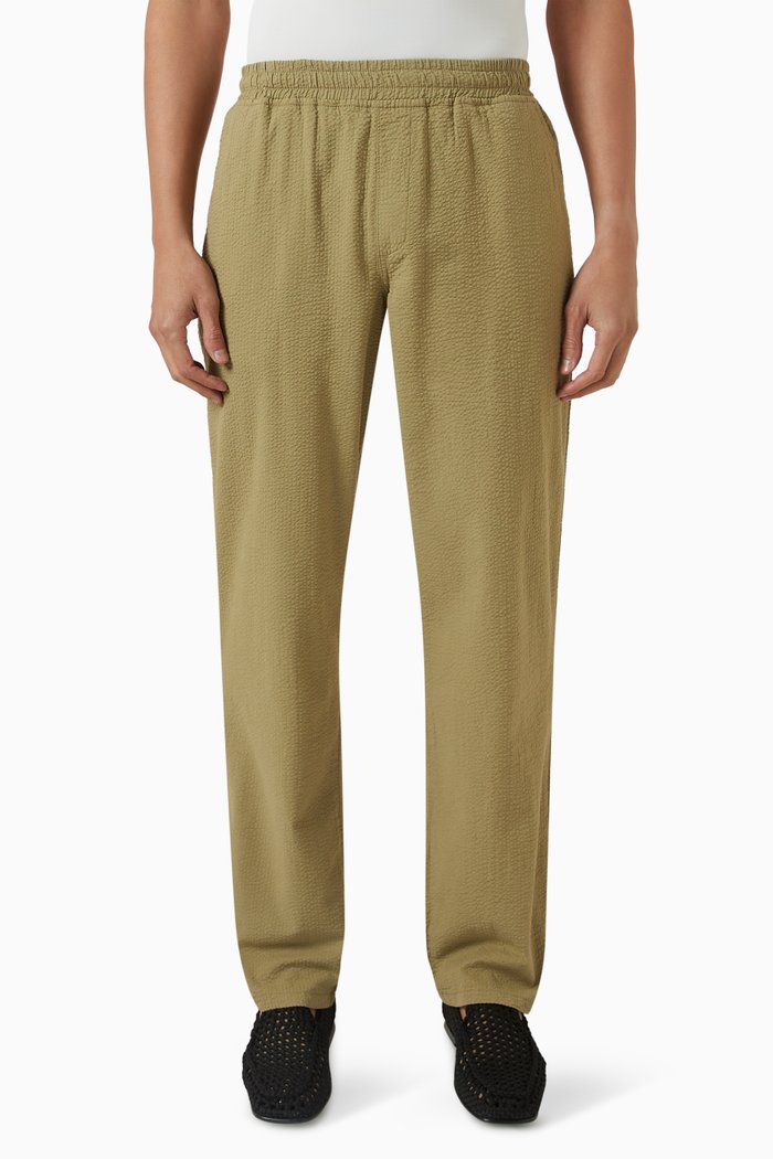 

Calm Textured Pants in Seersucker, Green