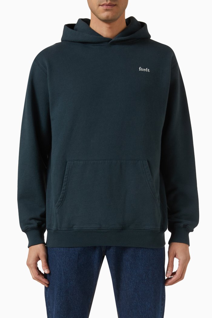 

Noon Logo-embroidered Hoodie in Organic Cotton, Blue