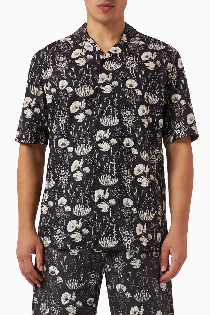 x Katie Scott Floral-print Shirt in Cotton, Black