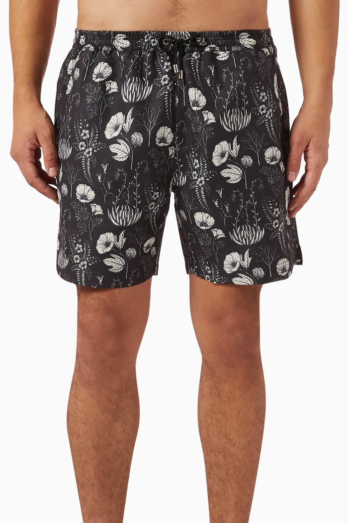 

x Katie Scott Floral-print Swim Shorts, Black