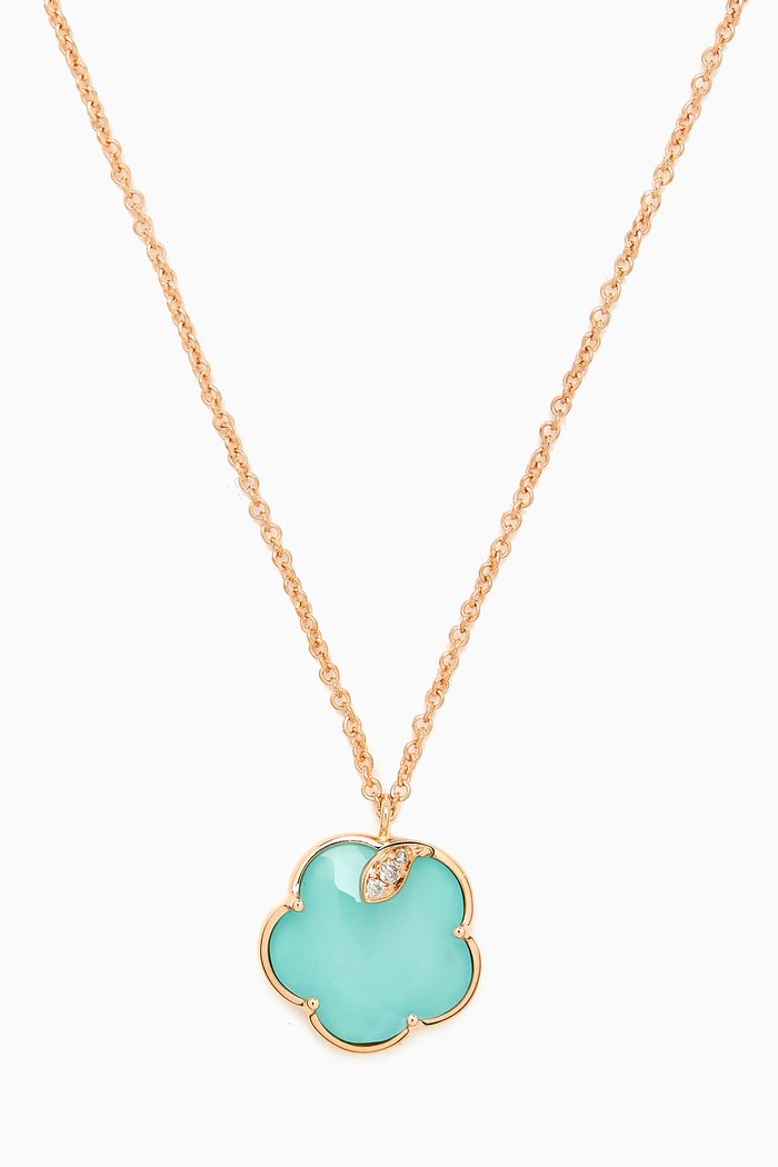 

Petit Joli Turquoise & Diamond Necklace in 18kt Rose Gold