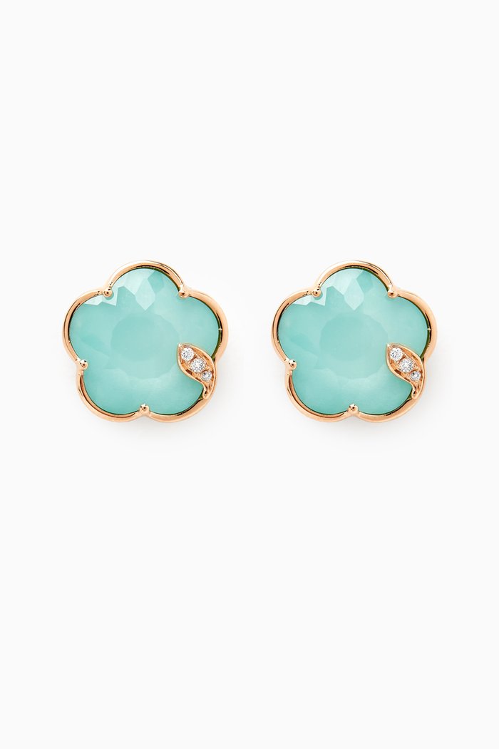 

Petit Joli Turquoise & Diamond Stud Earrings in 18kt Rose Gold