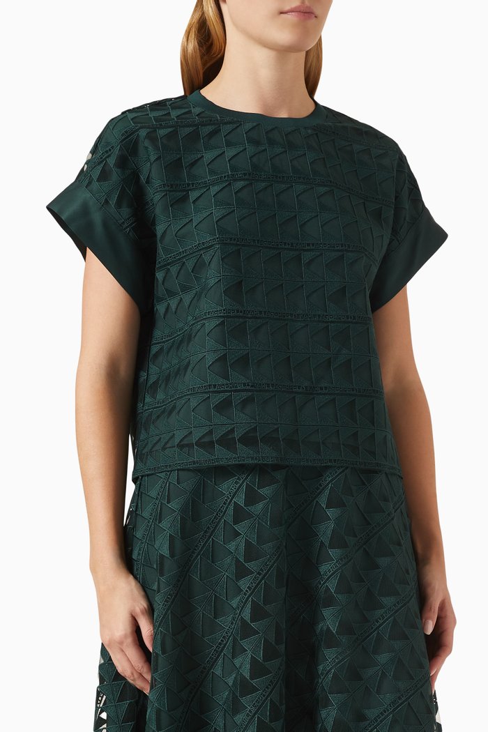 Logo-embroidered Top in Mesh, Green
