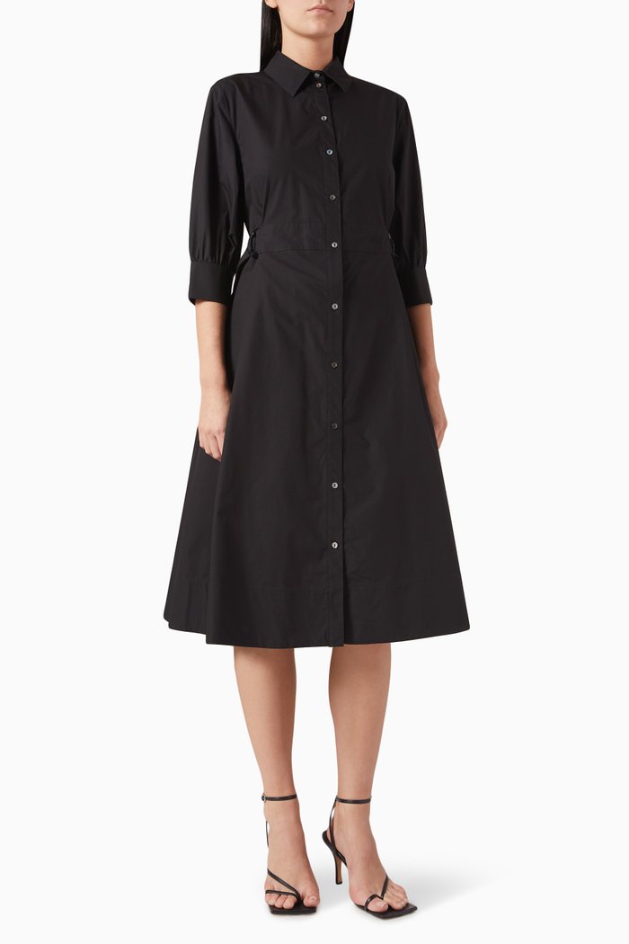 

Midi Shirt Dress in Organic-cotton, Black