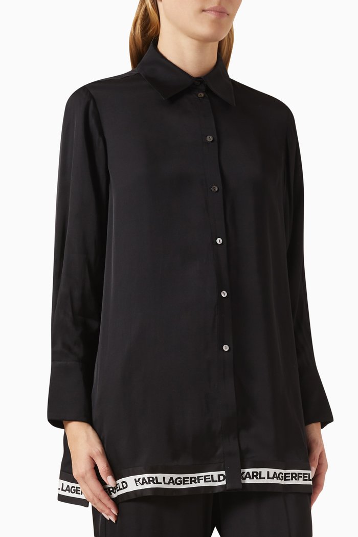 

Logo Tunic Shirt in Satin, Black
