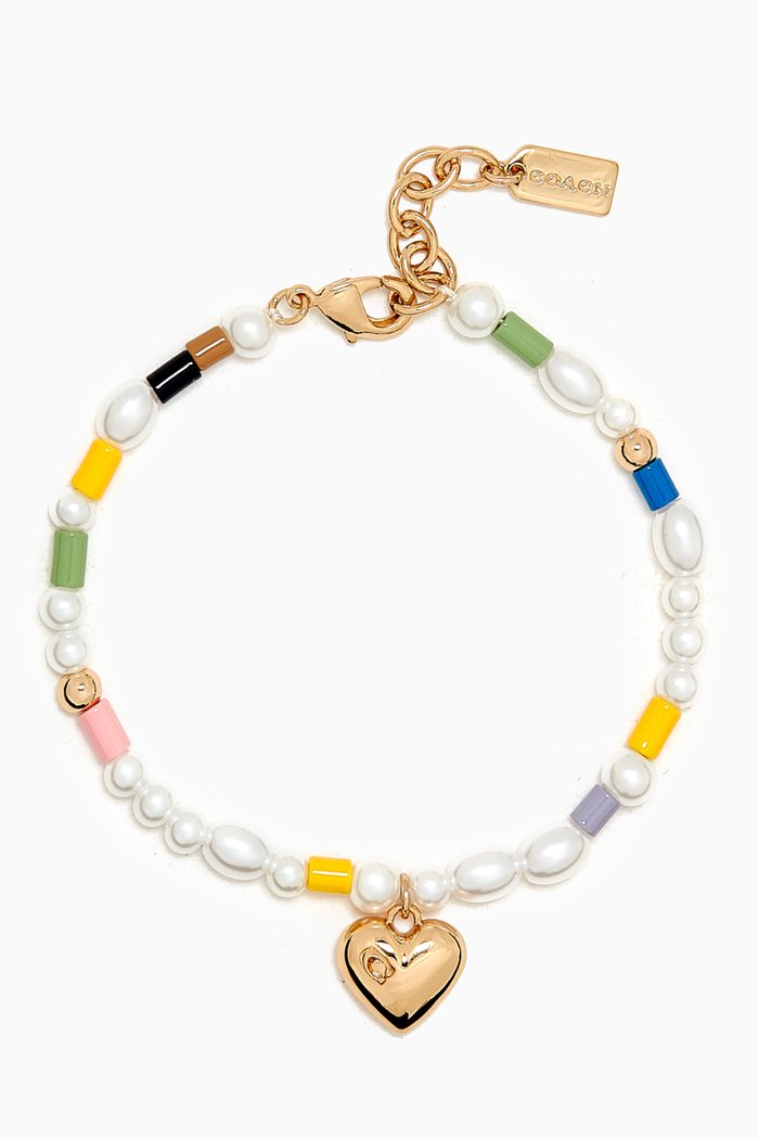 

Pearl Heart Flex Bracelet, Multicolour