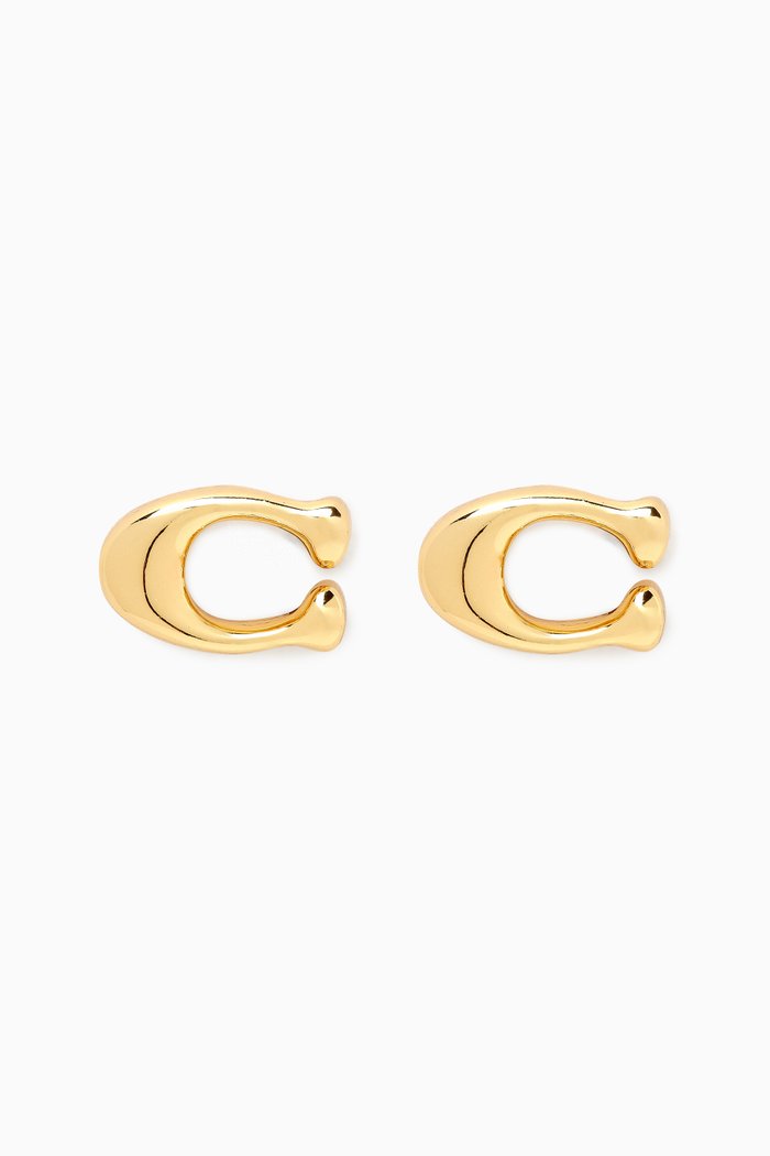 

Signature C Stud Earrings in Gold-plated Brass