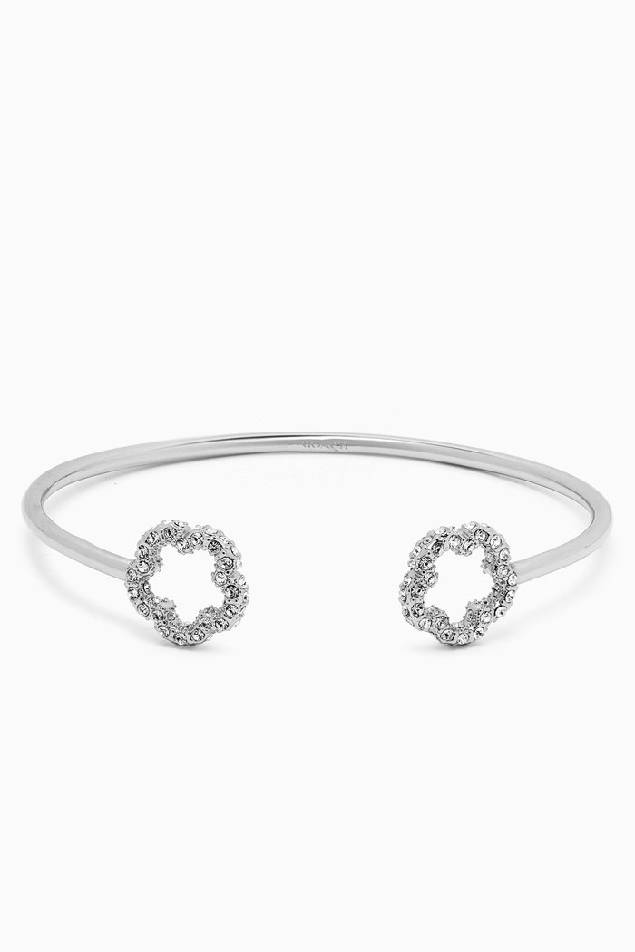 

Pave Tea Rose Cuff Bracelet in Silver-plated Brass