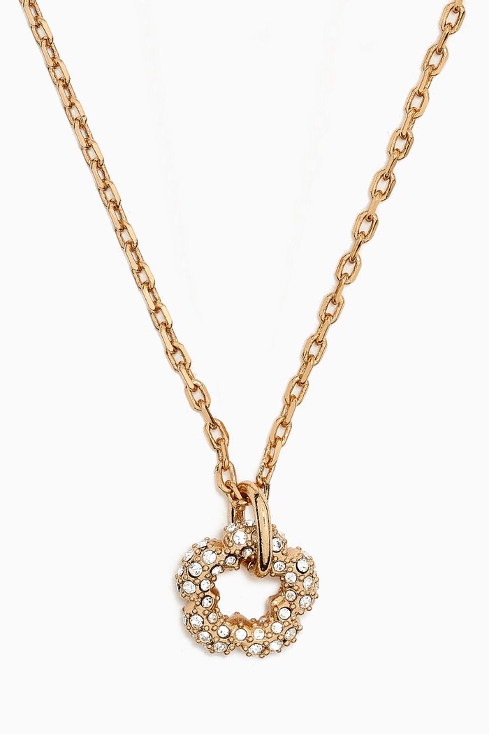 

Tea Rose Short Pendant Necklace in Gold-plated Brass