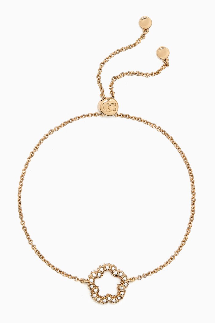 

Pave Tea Rose Slider Bracelet in Gold-plated Brass
