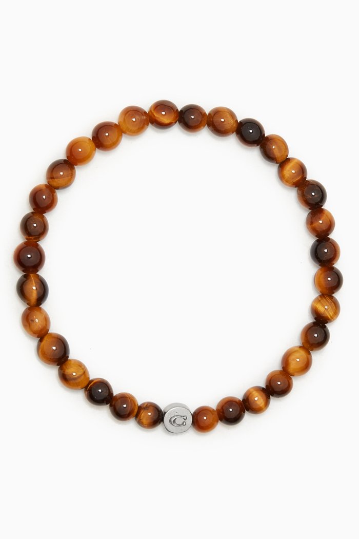 

Beaded C Stretch Bracelet, Brown