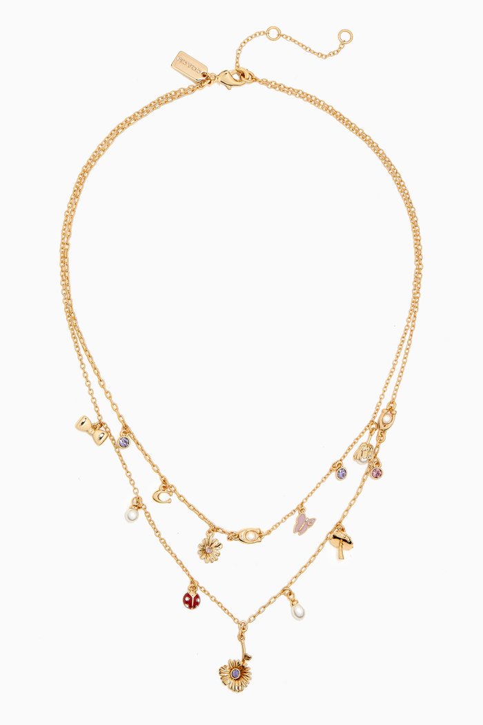 

Garden Charms Layered Necklace in Gold-plated Brass, Multicolour