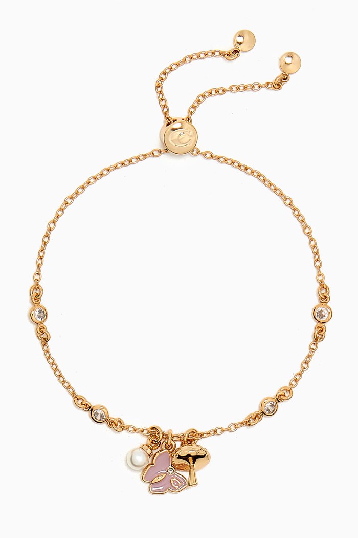 

Butterfly Charm Slider Bracelet in Gold-plated Brass