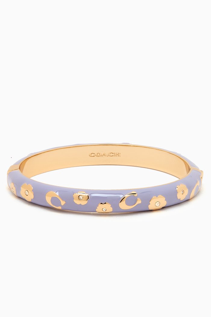 

Enamel Floral Bangle in Brass, Blue