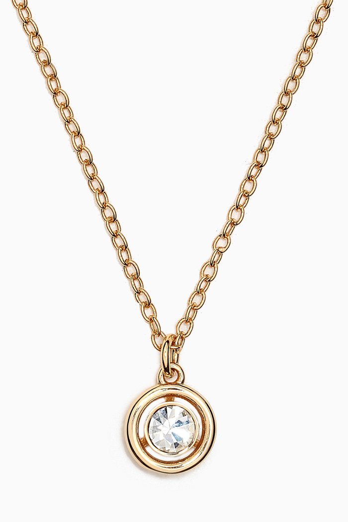 

Halo Round Short Pendant Necklace in Gold-plated Brass