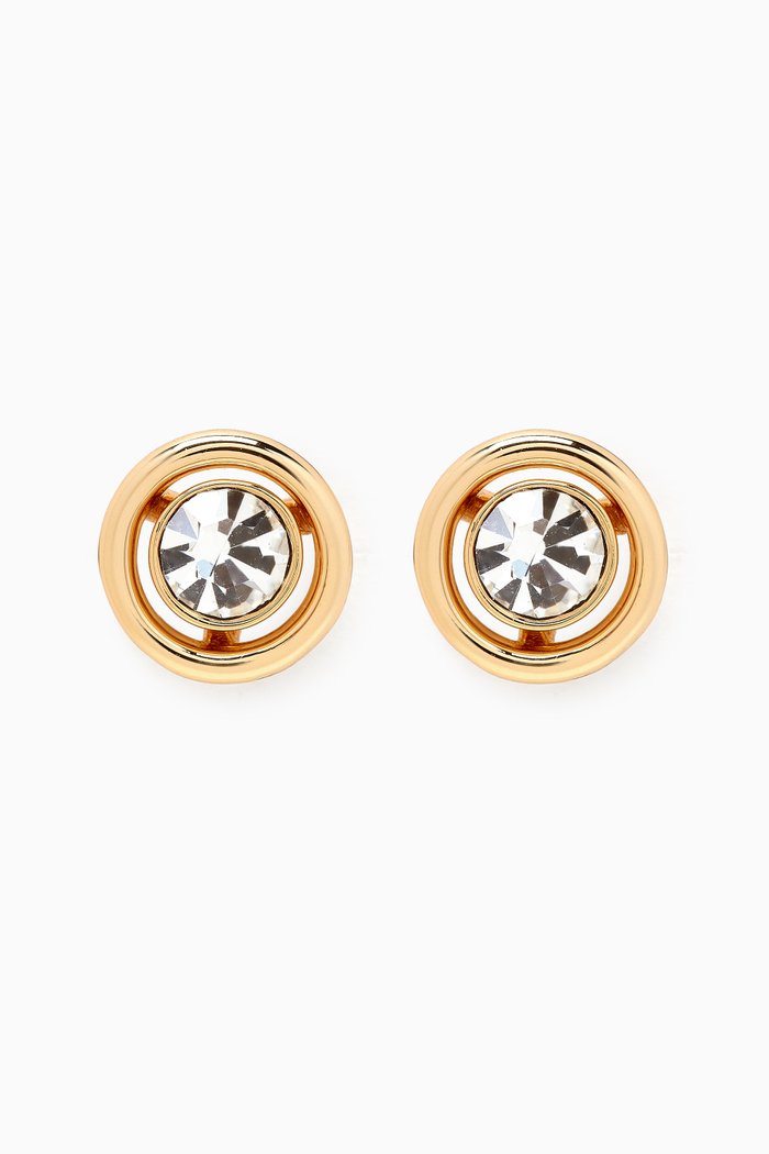 

Halo Round Crystal Stud Earrings in Gold-plated Brass