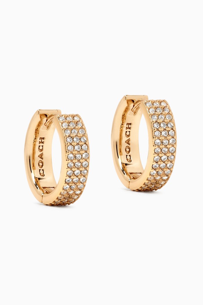 

Pave Crystal Huggie Earrings in Gold-plated Brass