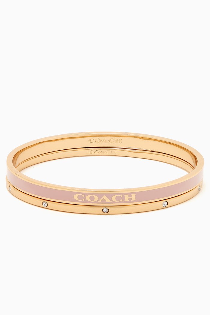 

Enamel Bracelet Set in Gold-plated Brass, Pink