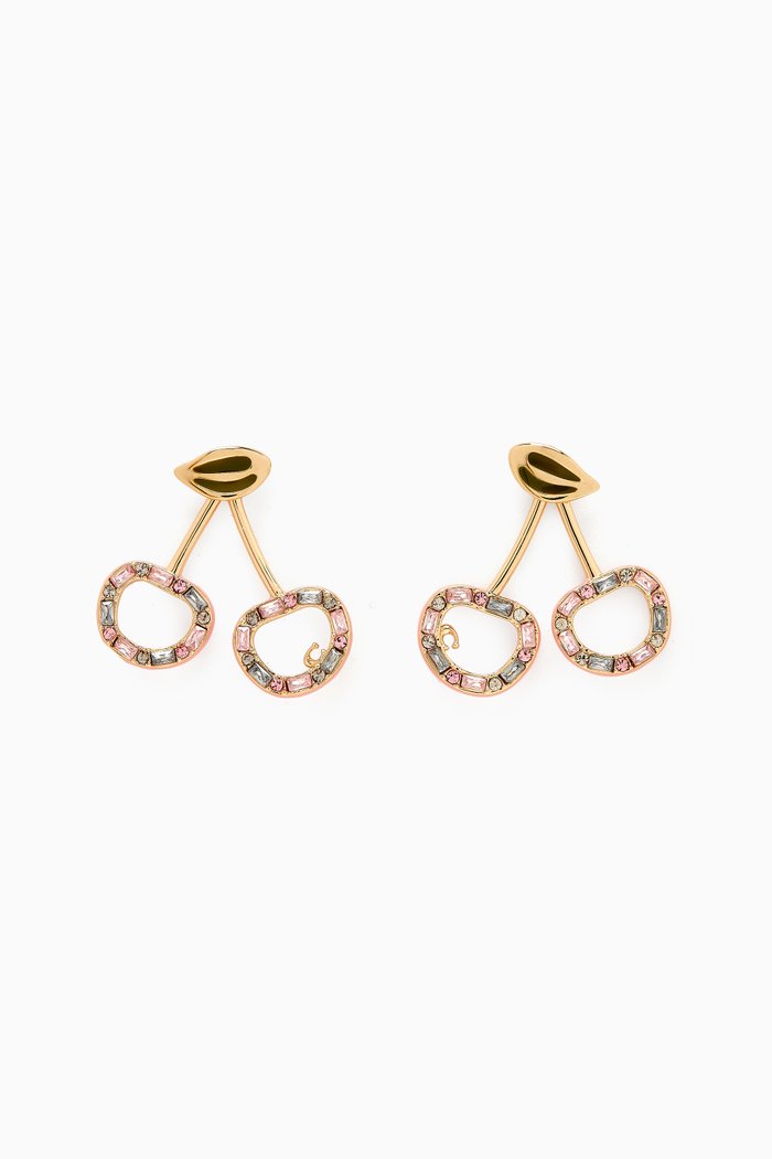 

Cherry Crystal Drop Earrings in Gold-plated Brass, Multicolour