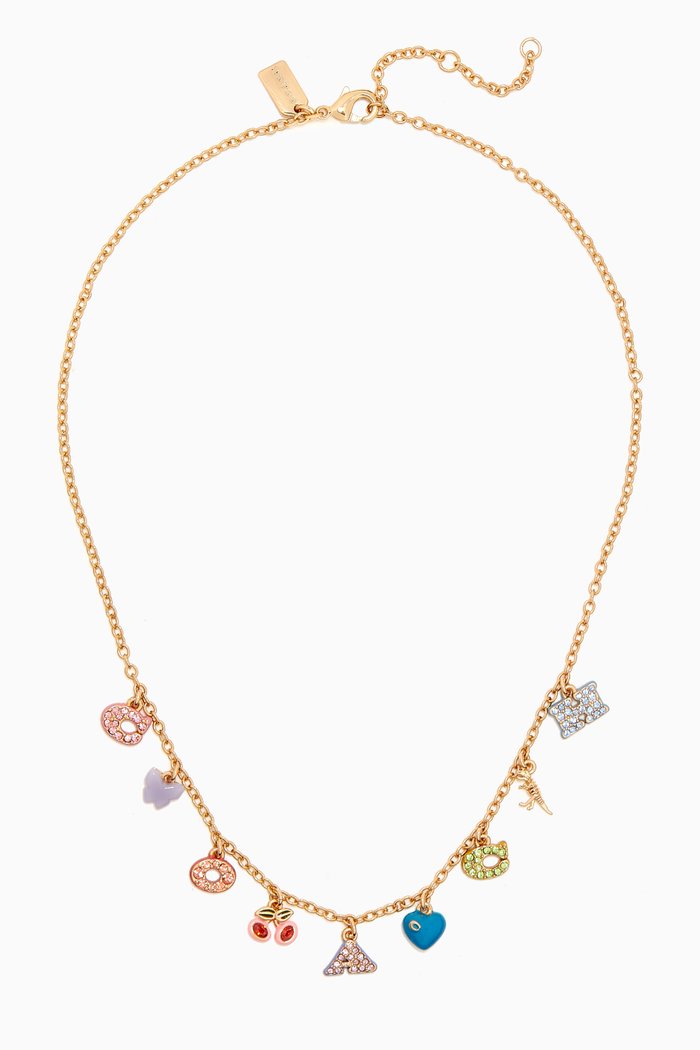 

Pave Crystal Charm Long Necklace in Gold-plated Necklace, Multicolour
