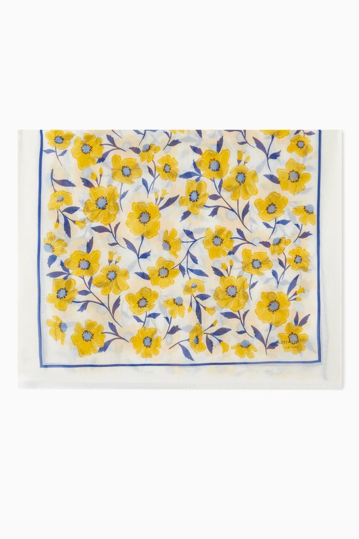 

Sunshine Floral Oblong Scarf in Viscose, Yellow
