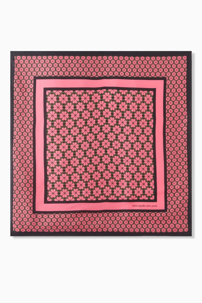 

Spade Floral Square Scarf in Silk, Blue